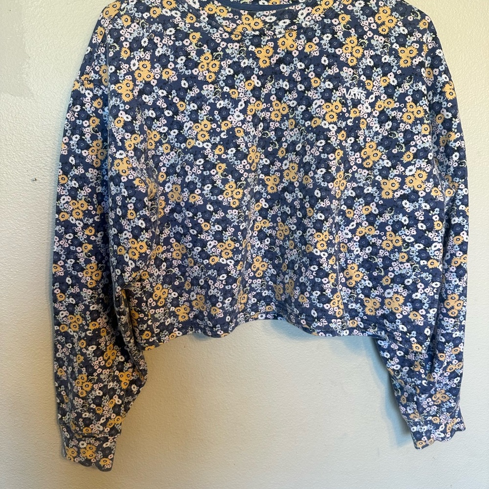 Vans Navy Floral Trim Sweatshirt